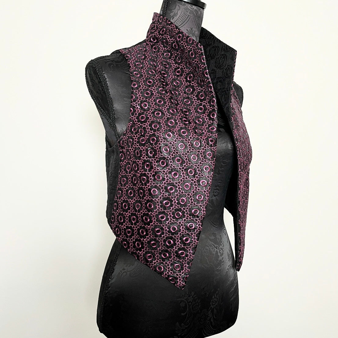 purple floral lace vest jacquard brocade vest ladies evening wear event wear made in melbourne clothing eloise the label