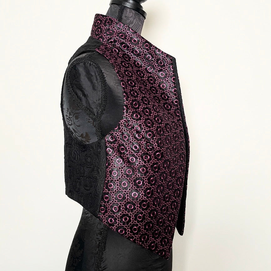 purple floral lace vest jacquard brocade vest ladies evening wear event wear made in melbourne clothing eloise the label