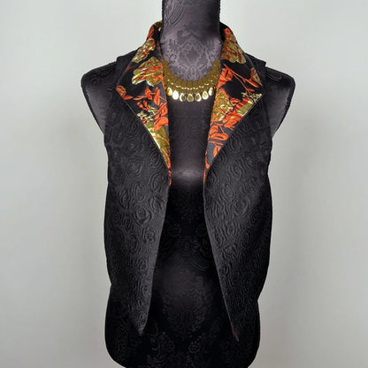 Nikita Vest - Gold And Rust Brocade