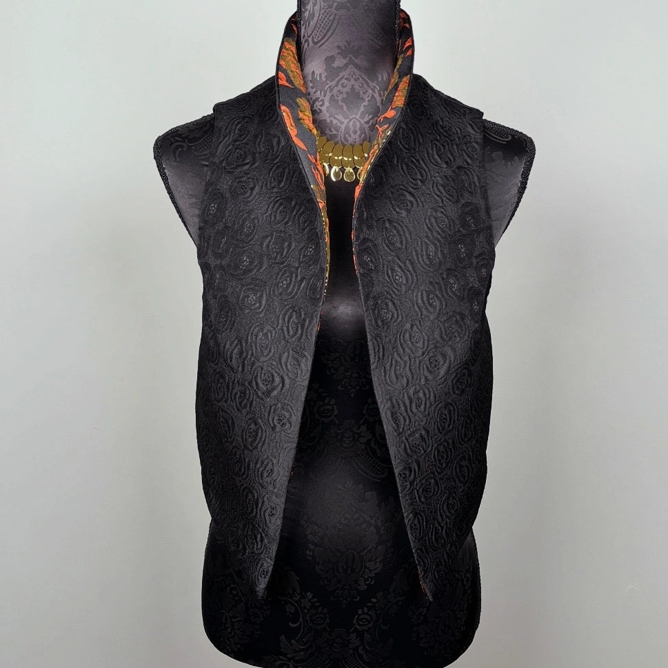 Nikita Vest - Gold And Rust Brocade