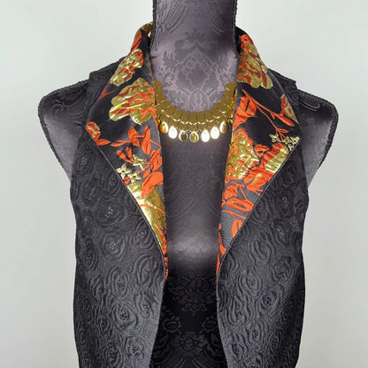 Nikita Vest - Gold And Rust Brocade