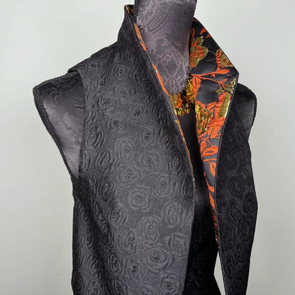 Nikita Vest - Gold And Rust Brocade