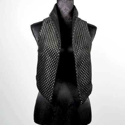 Black with silver dot vest with high collar made in Melbourne Eloise the label