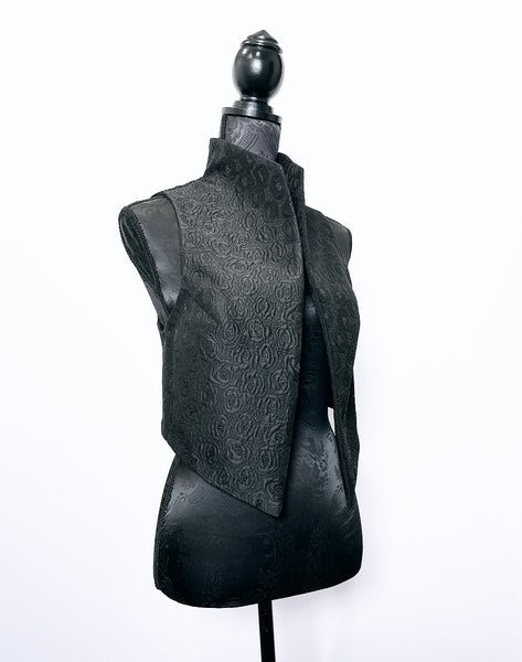 Nikita Vest - One Of A Kind - Black rose jacquard front with contrast gold sparkle back
