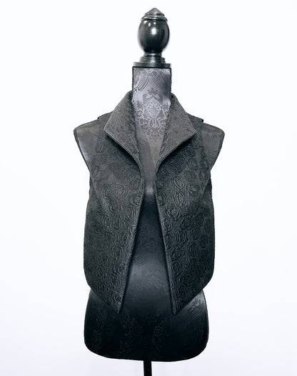 Nikita Vest - One Of A Kind - Black rose jacquard front with contrast gold sparkle back