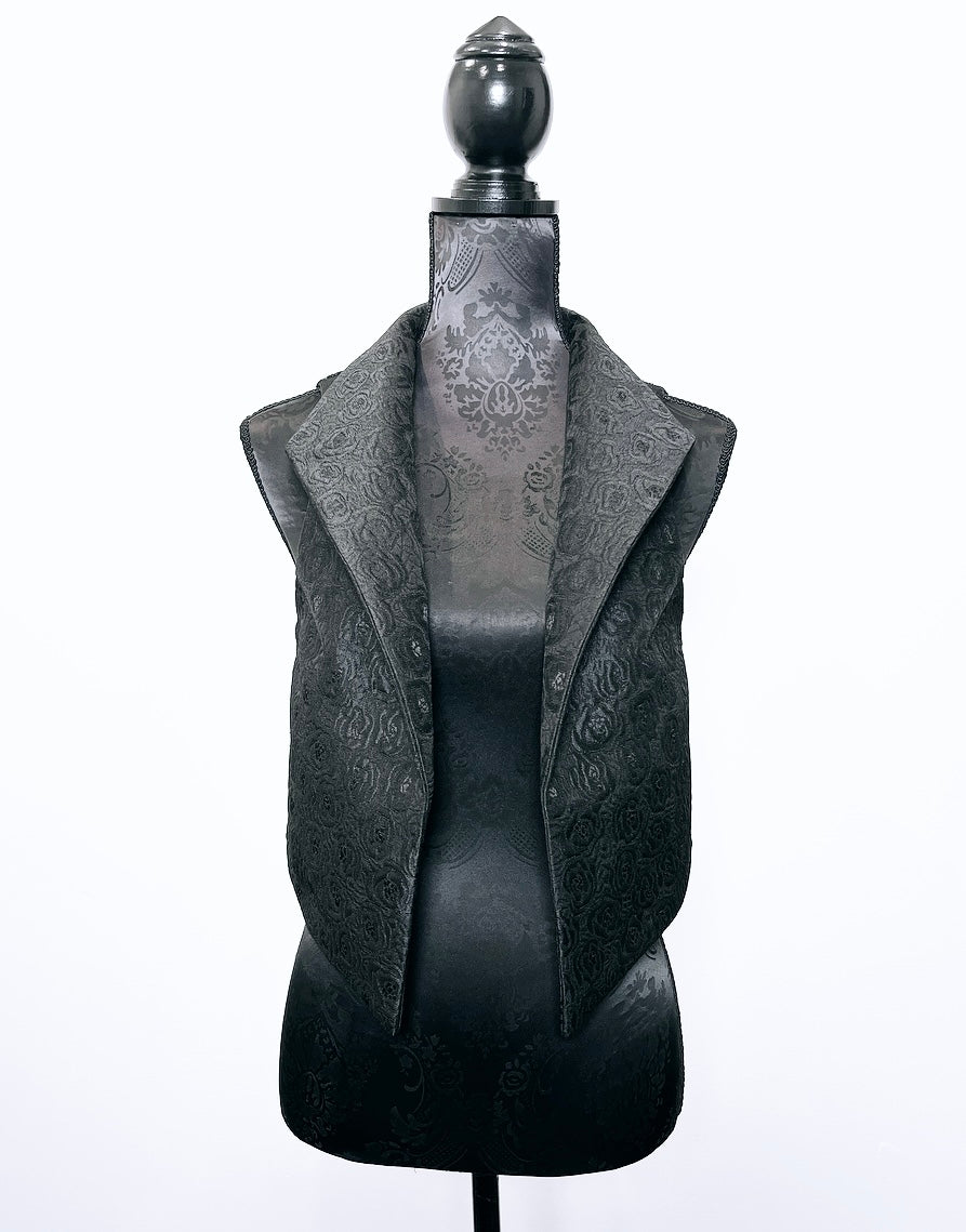 Nikita Vest - One Of A Kind - Black rose jacquard front with contrast gold sparkle back