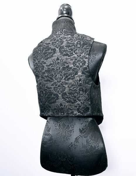 Nikita Vest - One Of A Kind - Black rose jacquard front with contrast gold sparkle back