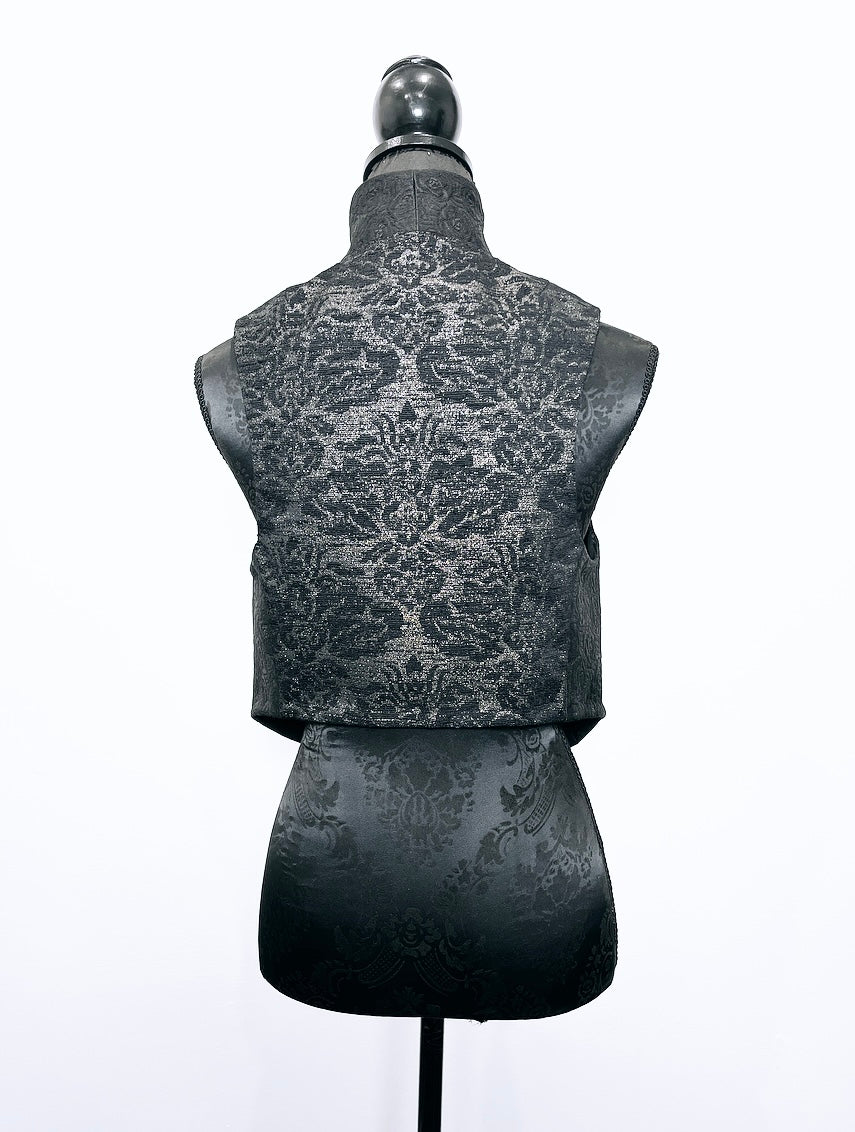 Nikita Vest - One Of A Kind - Black rose jacquard front with contrast gold sparkle back