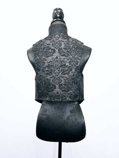 Nikita Vest - One Of A Kind - Black rose jacquard front with contrast gold sparkle back