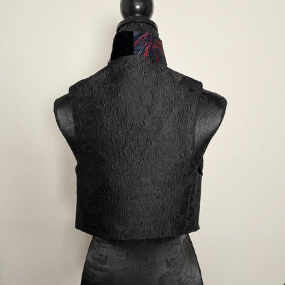 Nikita Vest - Floral Embroidered Black Velvet