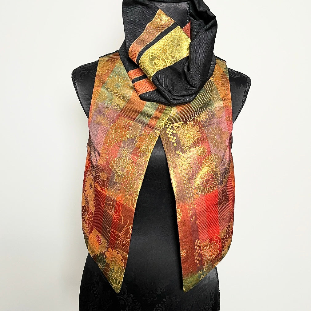 ladies brocade vest vintage japanese obi fabric floral gold evening wear melbourne made eloise the label