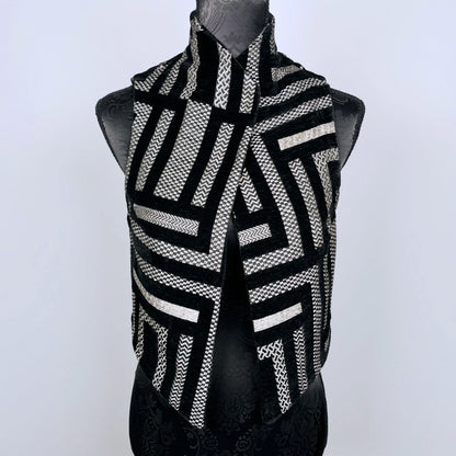 Nikita Vest - Black Velvet Striped Jacquard      ** Pre-Order Pricing