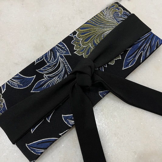 Obi Belt - Blue green brocade