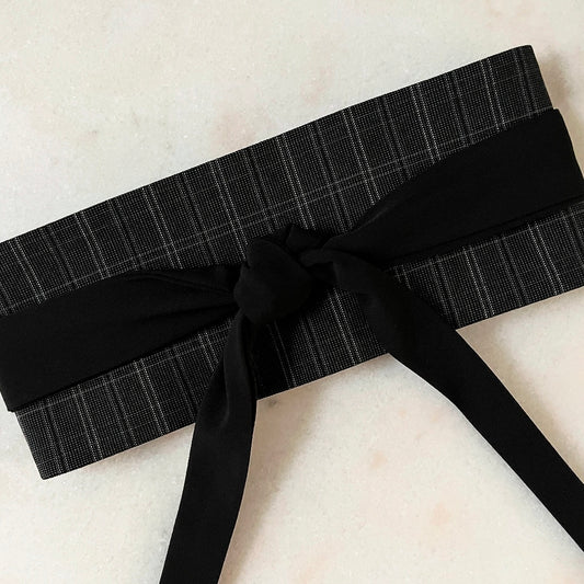Obi Belt - Grey Plaid