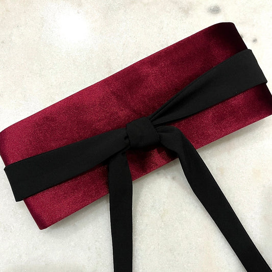 obi belt red wine velvet melbourne made ladies clothing stylish clothing handmade in melbourne classy elegant clothing timeless pieces timeless clothing classic style unique clothing unique style ageless style luxe fabrics statement clothing statement style evening style womens clothing australian made clothing made in australia eloise the label