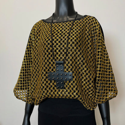 One Of A Kind Top - Gold Chunky Knit Mesh