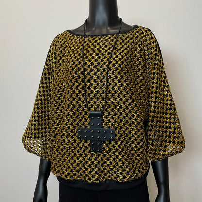 One Of A Kind Top - Gold Chunky Knit Mesh