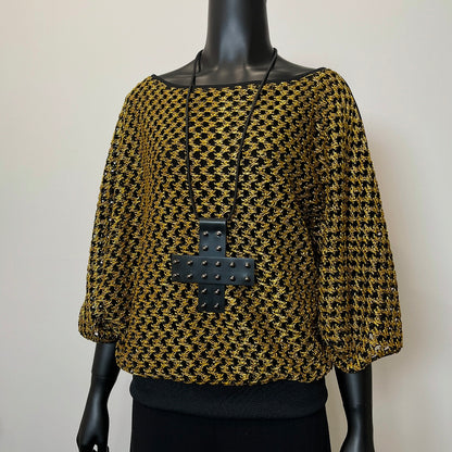 One Of A Kind Top - Gold Chunky Knit Mesh