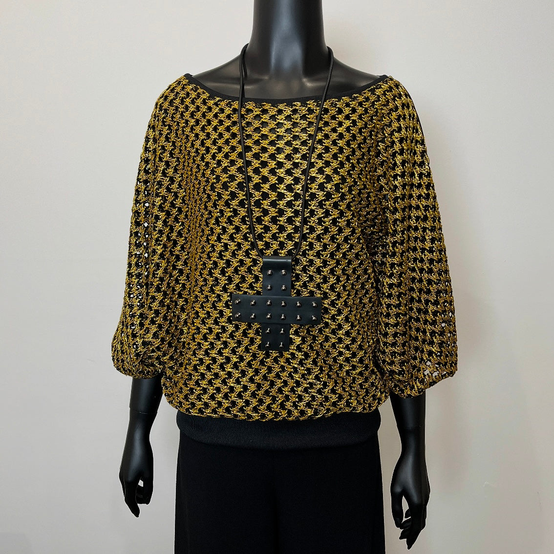 One Of A Kind Top - Gold Chunky Knit Mesh