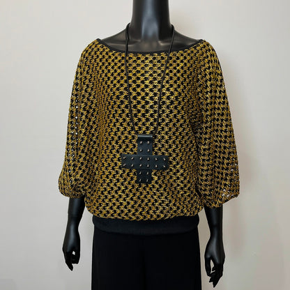 One Of A Kind Top - Gold Chunky Knit Mesh