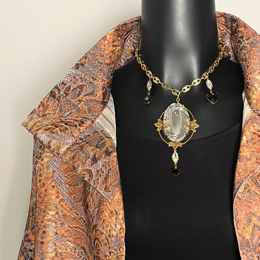 Evening Coat  With Vintage Brooch - Golden Snake - One Of A Kind
