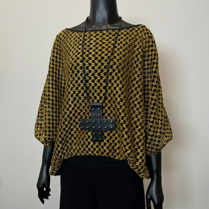 One Of A Kind Top - Gold Chunky Knit Mesh