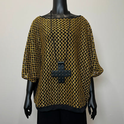 One Of A Kind Top - Gold Chunky Knit Mesh