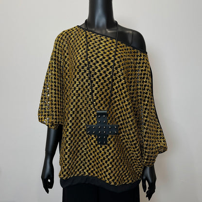 One Of A Kind Top - Gold Chunky Knit Mesh