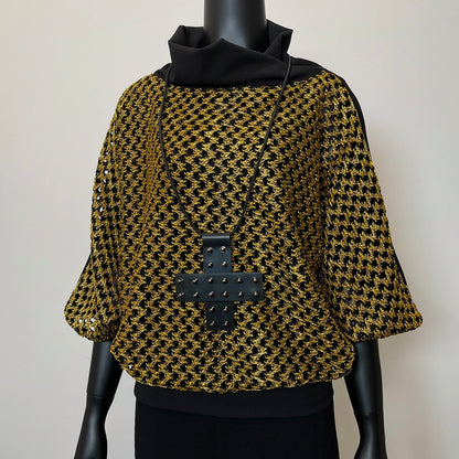 One Of A Kind Top - Gold Chunky Knit Mesh