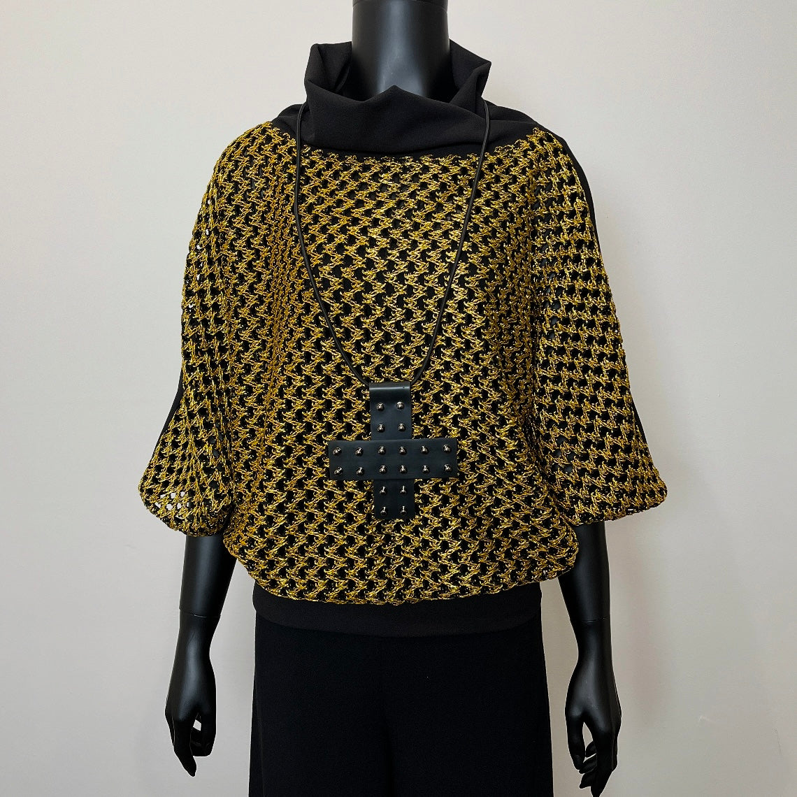 One Of A Kind Top - Gold Chunky Knit Mesh