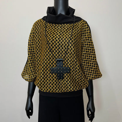 One Of A Kind Top - Gold Chunky Knit Mesh