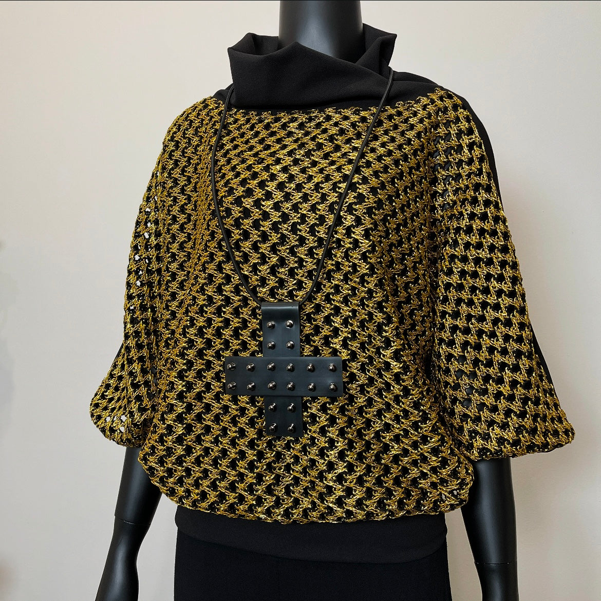 One Of A Kind Top - Gold Chunky Knit Mesh