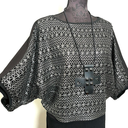 One Of A Kind Top - Silver Foiled Black Lace