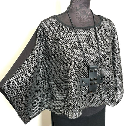 One Of A Kind Top - Silver Foiled Black Lace