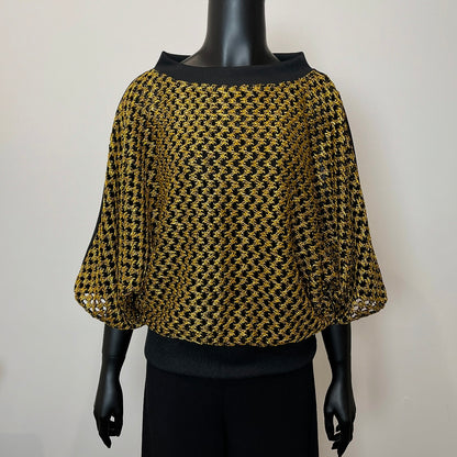 One Of A Kind Top - Gold Chunky Knit Mesh