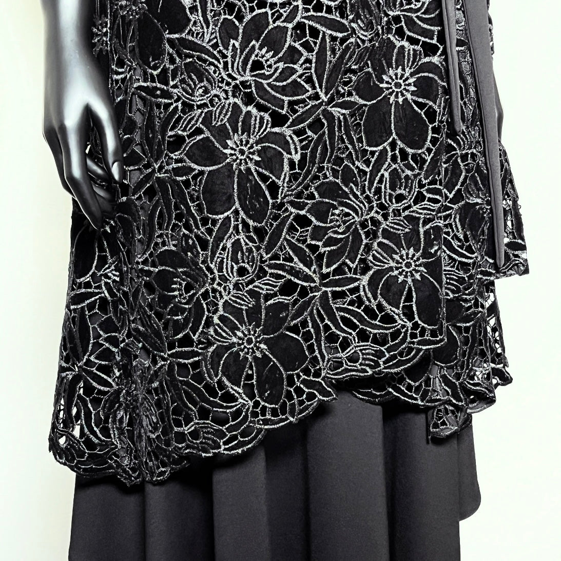 Black Velvet Guipure Lace Swing Coat - One Of A Kind