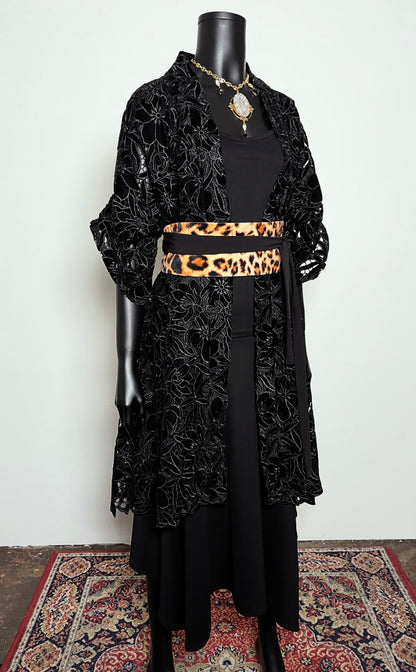 Black Velvet Guipure Lace Swing Coat - One Of A Kind