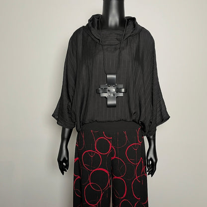 Wide Leg Pant - Black Red Circles