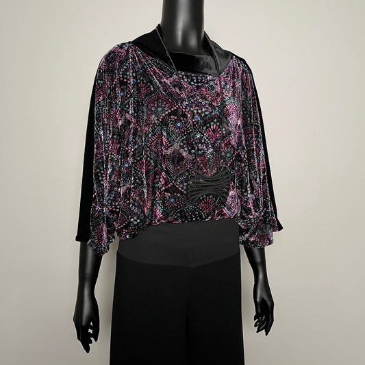 velvet top womens evening top batwing sleeve relaxed fit evening wear melbourne made eloise the label