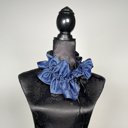 Blue ruffle collar scarf upcycled vintage tie made in Melbourne unique accessory Eloise the label