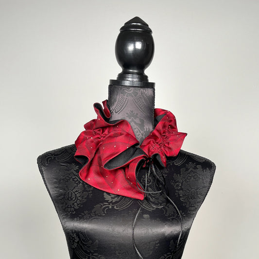 Red ruffle collar scarf upcycled vintage tie made in Melbourne unique accessory Eloise the label