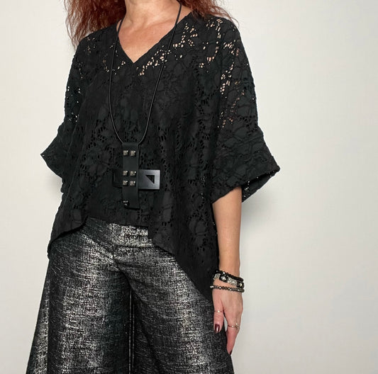 black lace top Relaxed fit top square cut top summer top lightweight knit top ladies top womens apparel ladies top stylish clothing handmade in melbourne classy elegant clothing timeless pieces timeless clothing classic style unique clothing unique style ageless style luxe fabrics statement clothing statement style clothing womens clothing made in australia eloise the label