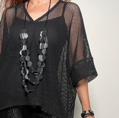 Second Chance top - Black mesh