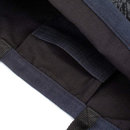 Black tote bag with black floral fleur de lis remnant fabric front pocket matching purse set fully lined made in Melbourne Eloise the label