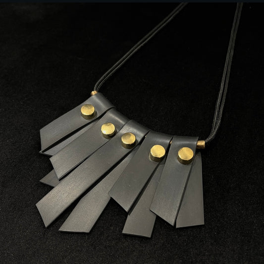 Black Rubber Necklace - Skirt Pendant