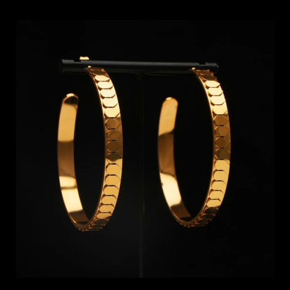 Gold Snake Scale Large Hoop Earrings