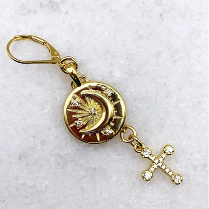Solar Gold Cross Earrings