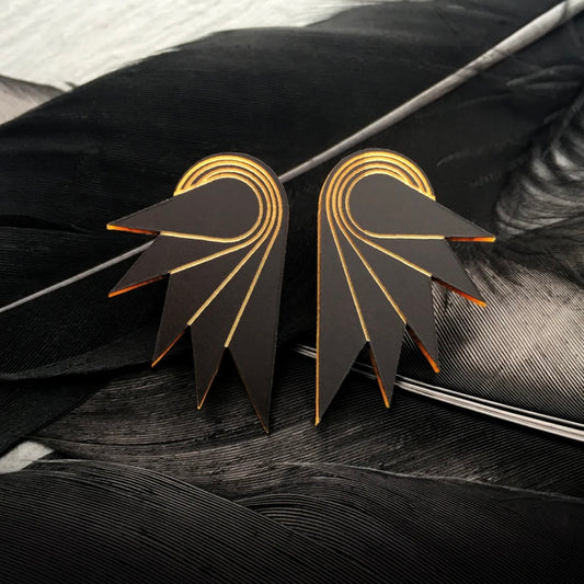 Spread Your Wings Clip On Earrings - Black