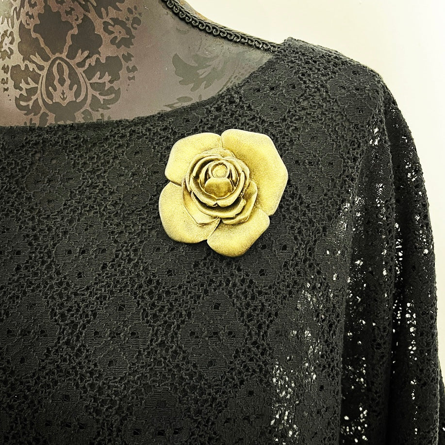 resin rose brooch gold black brooch made in melbourne handmade in melbourne statement brooch bold brooch eloise the label