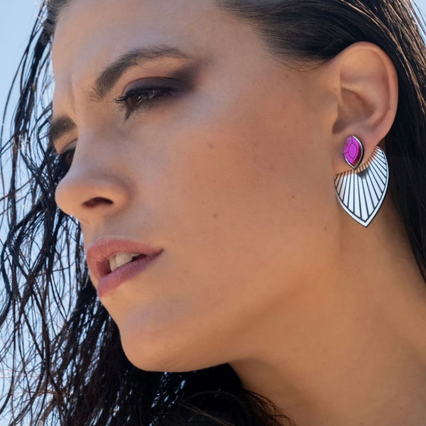 Athena Stackable Earring - Purple and Silver